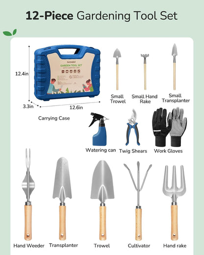 12-Piece Gardening Tool Set, Heavy-Duty Garden Tools for Women