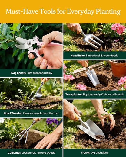 12-Piece Gardening Tool Set, Heavy-Duty Garden Tools for Women