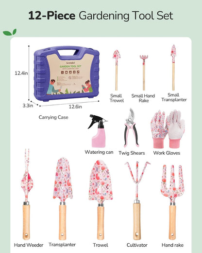 12-Piece Gardening Tool Set, Heavy-Duty Garden Tools for Women