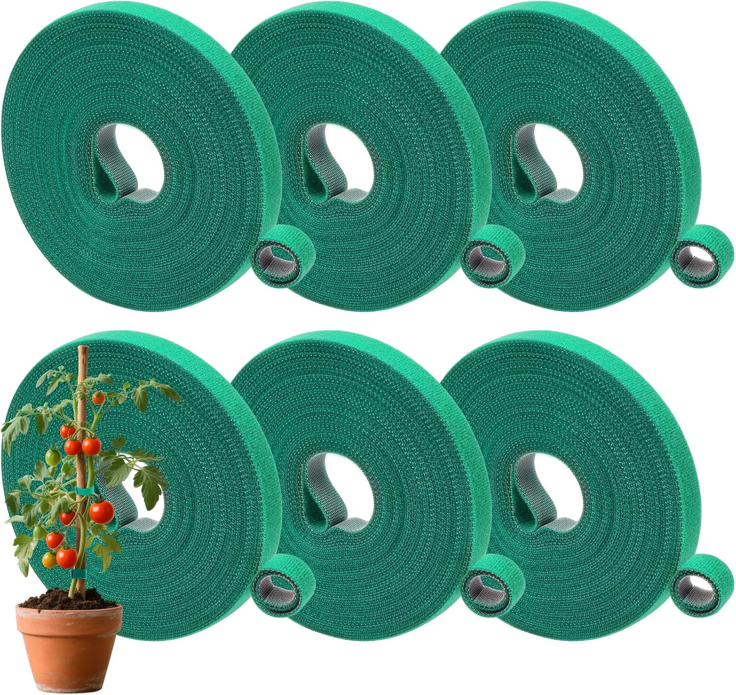 Plant Tape, 6 Roll 196 Ft Garden Tape, Reusable Garden Plant Ties, Adjustable Twist Ties for Tying Plants, Flowers, saplings and Vines (196 ft x 1/2 in)