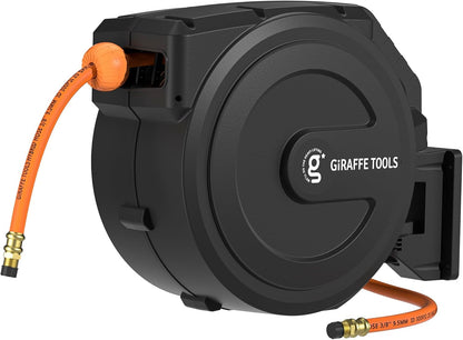 Retractable Air Hose Reel Enclosed with 3/8" x 50 ft, 300 PSI