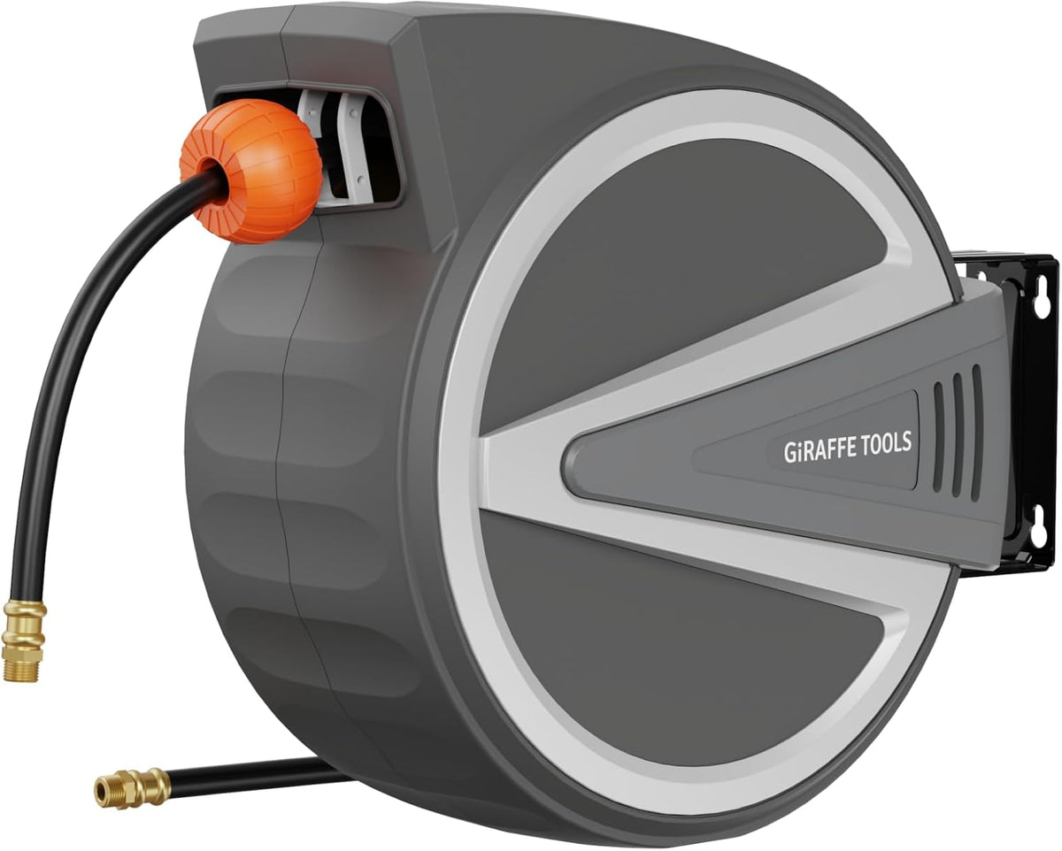 Retractable Air Hose Reel Enclosed with 3/8" x 50 ft, 300 PSI