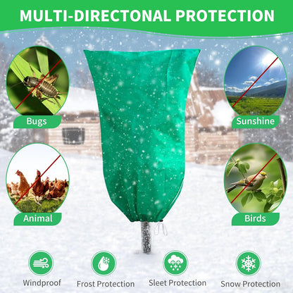 2 Pack Plant Covers Freeze Protection, 47''W x 78''H 2.5oz/yd² Winter Tree Frost Blankets Frost Cloths Protectors Bag Cover with Zipper Drawstring for Outdoor Plants Shrub Fruit Trees Potted