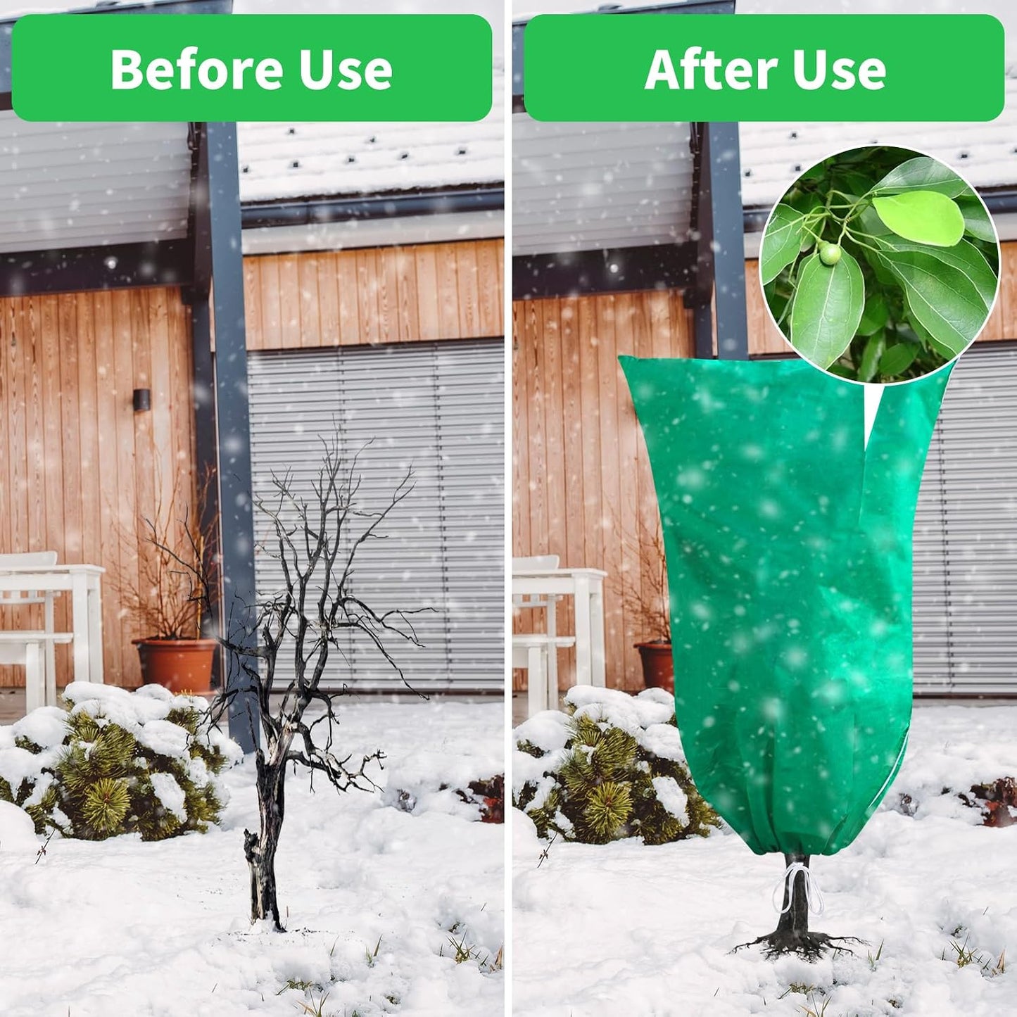 2 Pack Plant Covers Freeze Protection, 47''W x 78''H 2.5oz/yd² Winter Tree Frost Blankets Frost Cloths Protectors Bag Cover with Zipper Drawstring for Outdoor Plants Shrub Fruit Trees Potted