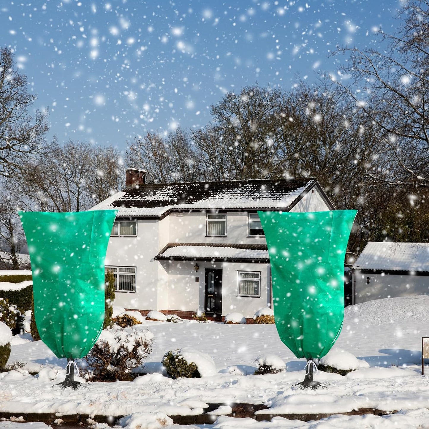2 Pack Plant Covers Freeze Protection, 47''W x 78''H 2.5oz/yd² Winter Tree Frost Blankets Frost Cloths Protectors Bag Cover with Zipper Drawstring for Outdoor Plants Shrub Fruit Trees Potted