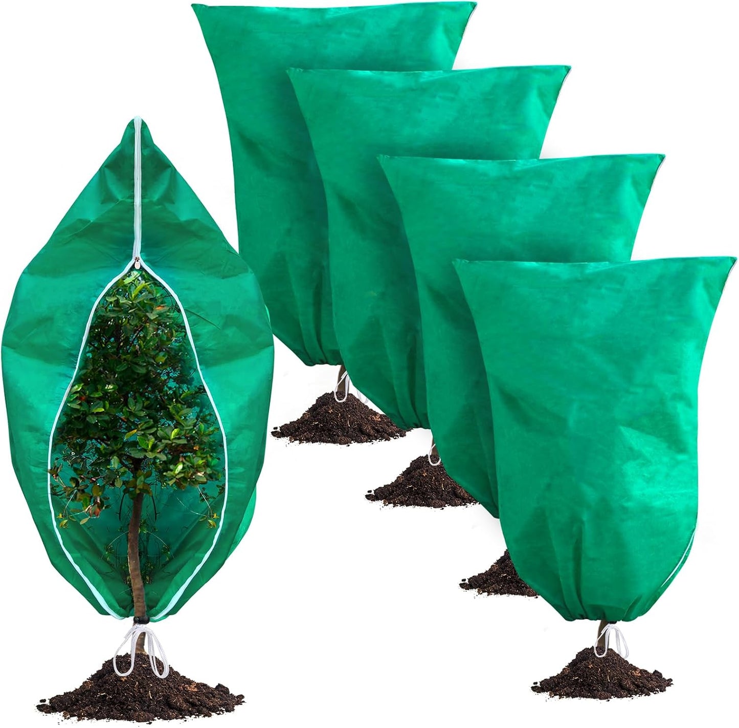 2 Pack Plant Covers Freeze Protection, 47''W x 78''H 2.5oz/yd² Winter Tree Frost Blankets Frost Cloths Protectors Bag Cover with Zipper Drawstring for Outdoor Plants Shrub Fruit Trees Potted