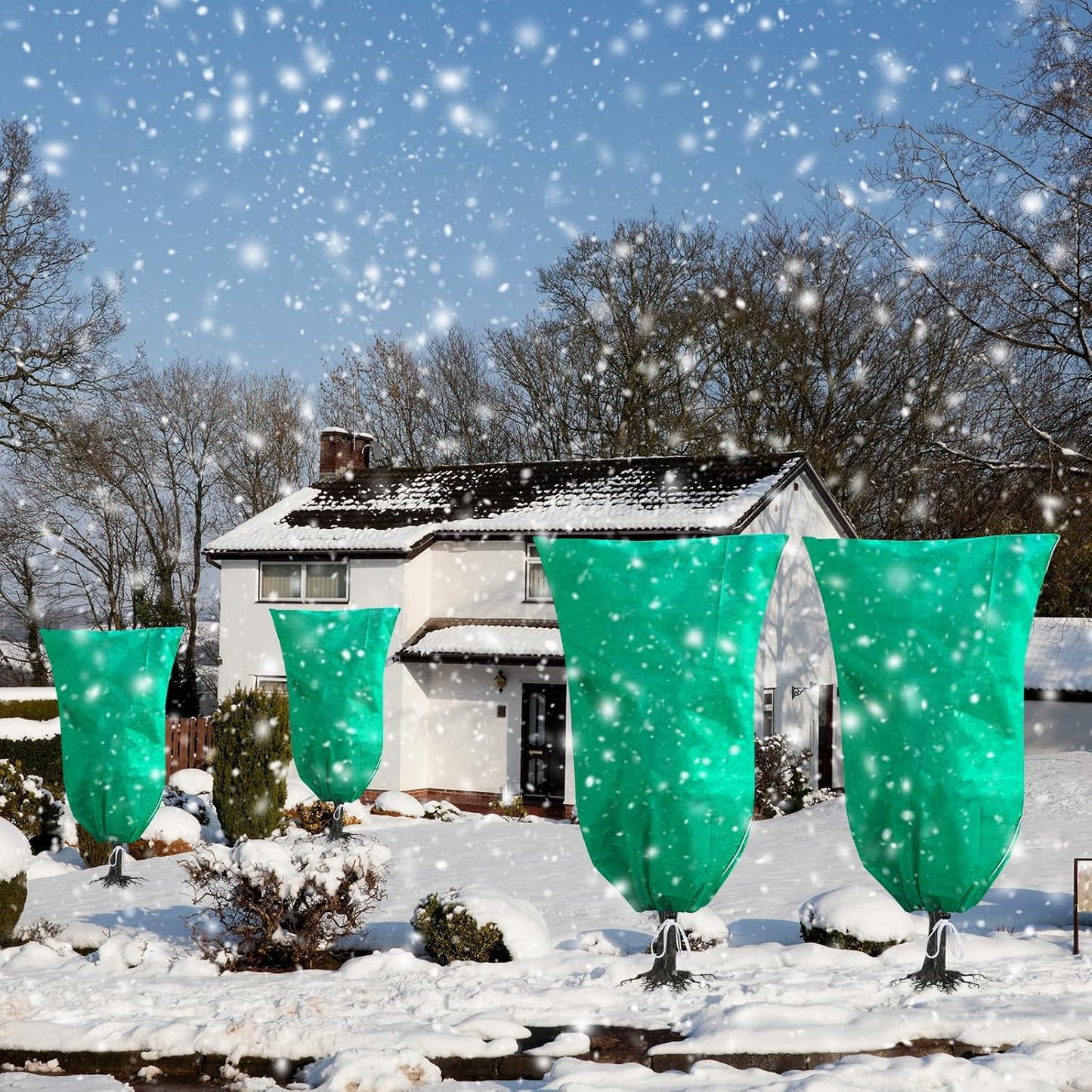 2 Pack Plant Covers Freeze Protection, 47''W x 78''H 2.5oz/yd² Winter Tree Frost Blankets Frost Cloths Protectors Bag Cover with Zipper Drawstring for Outdoor Plants Shrub Fruit Trees Potted