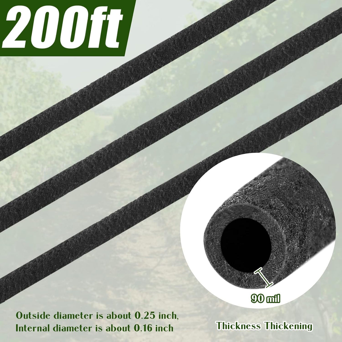 100 ft 1/4 in Irrigation Tubing Soaker Hose System, Rubber and PE Material, Porous Drip Line for Watering Hydroponics Vegetable Beds, Black