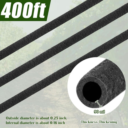 100 ft 1/4 in Irrigation Tubing Soaker Hose System, Rubber and PE Material, Porous Drip Line for Watering Hydroponics Vegetable Beds, Black