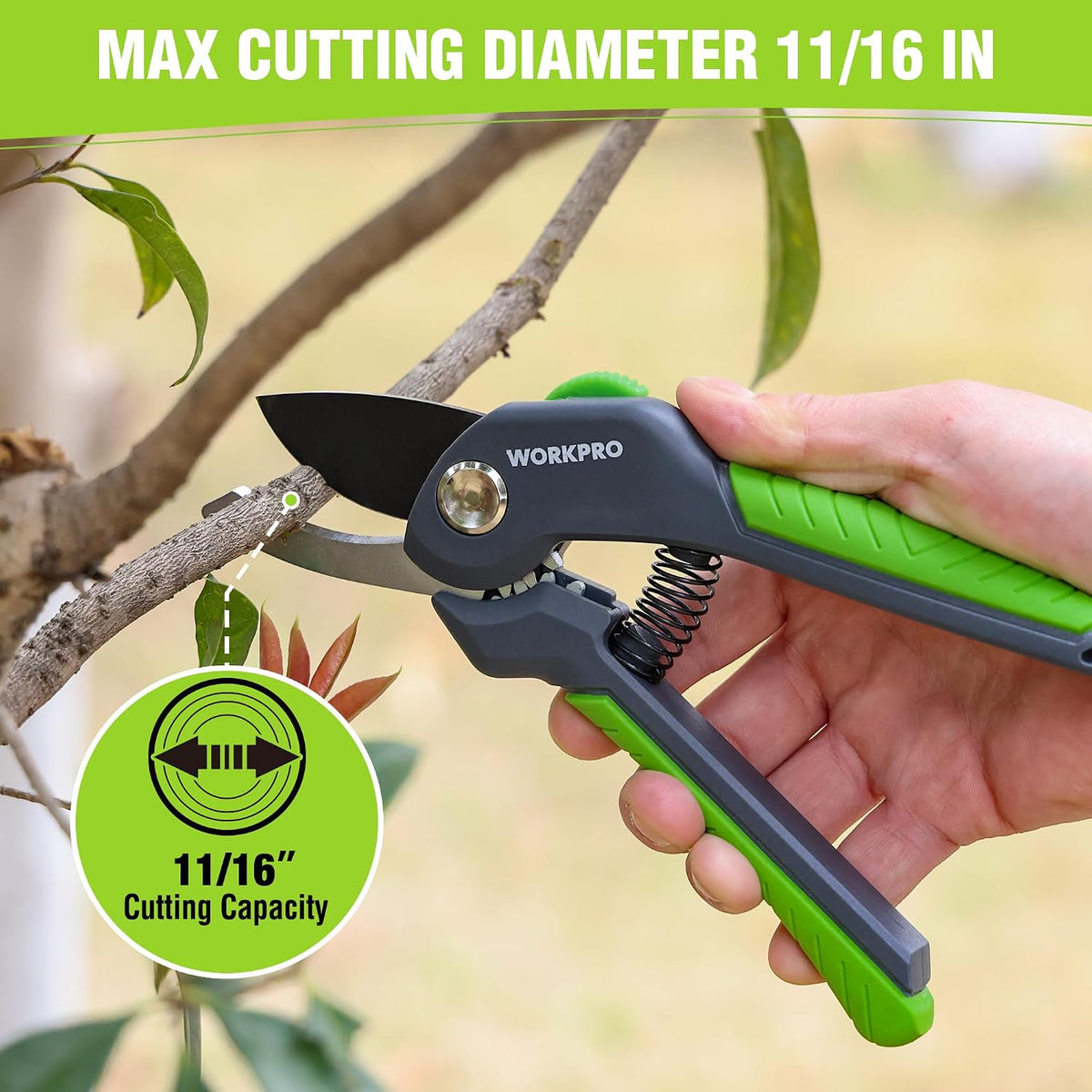 8.5" Bypass Pruning Shear, Garden Scissors & Clippers