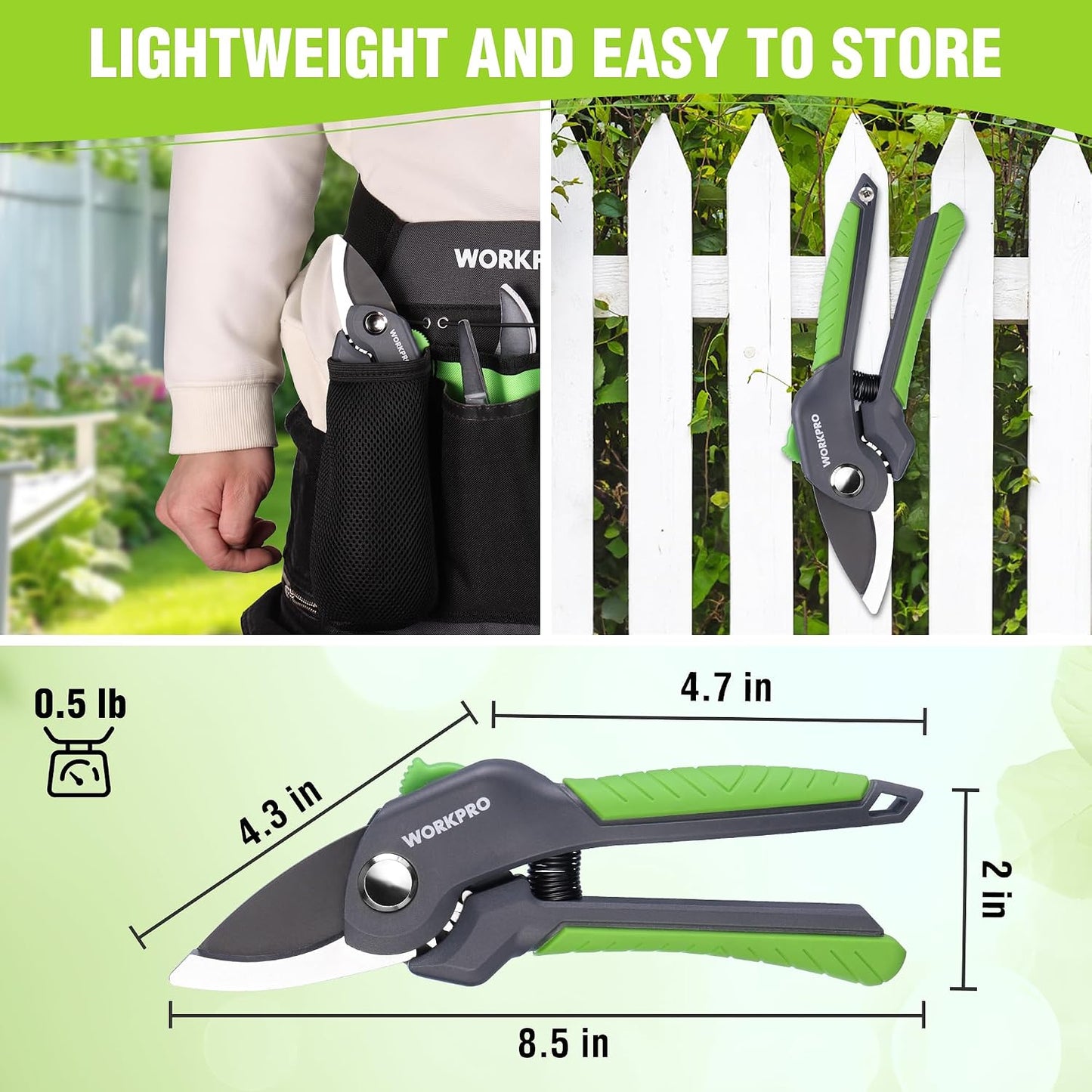 8.5" Bypass Pruning Shear, Garden Scissors & Clippers
