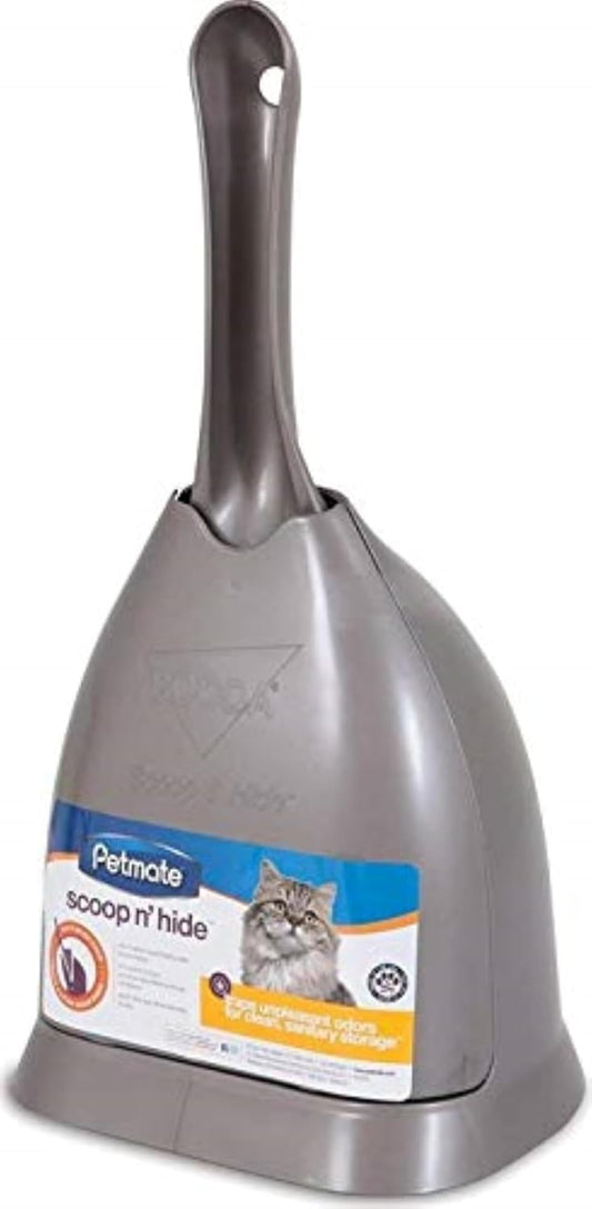 Scoop N' Hide Cat Litter Scoop with Discreet Holder, Brushed Nickel