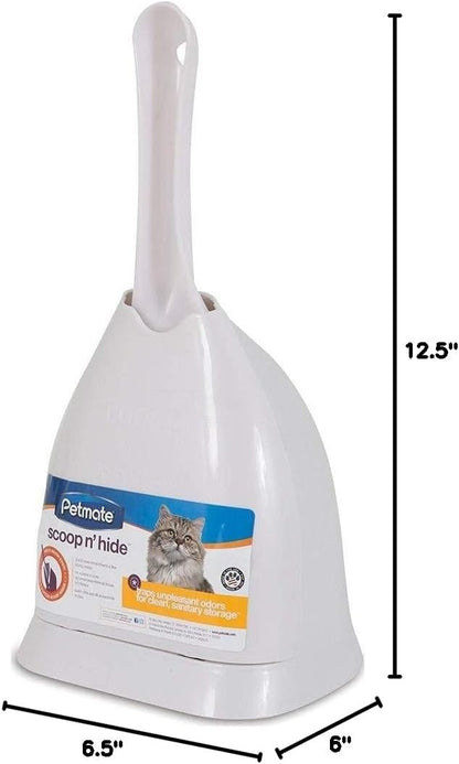 Scoop N' Hide Cat Litter Scoop with Discreet Holder, Brushed Nickel