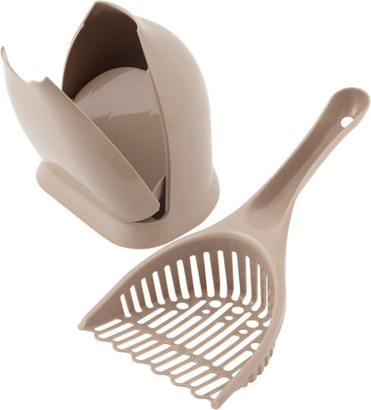 Scoop N' Hide Cat Litter Scoop with Discreet Holder, Brushed Nickel