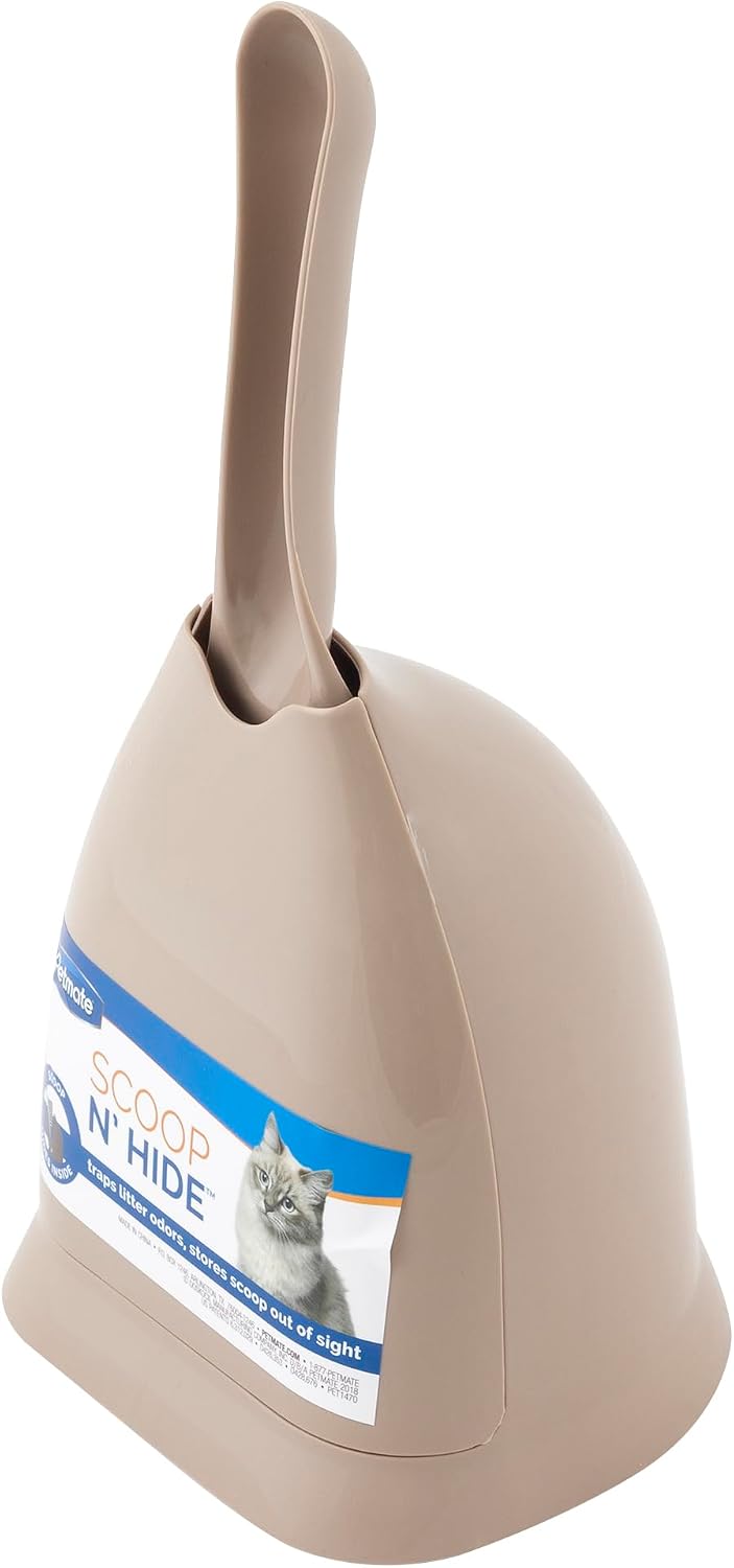 Scoop N' Hide Cat Litter Scoop with Discreet Holder, Brushed Nickel