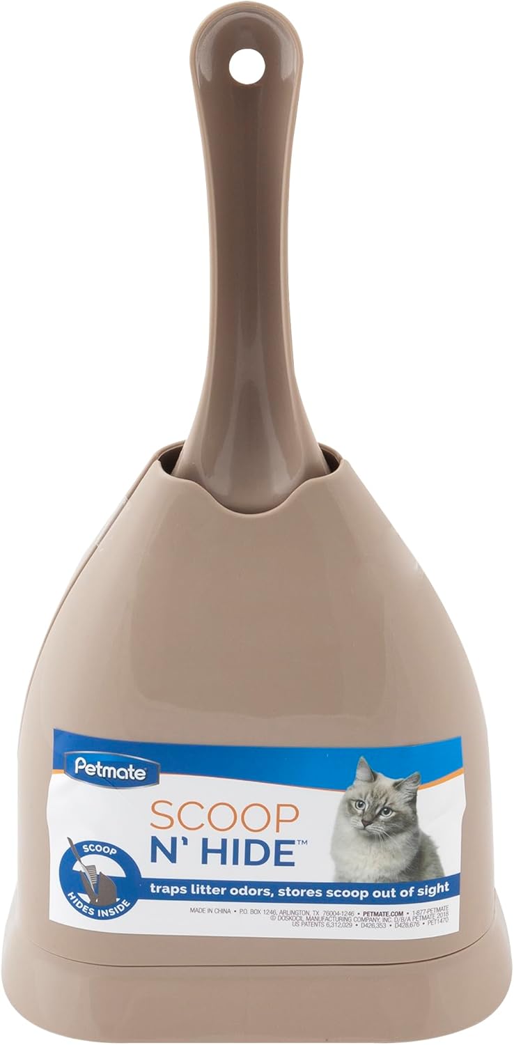 Scoop N' Hide Cat Litter Scoop with Discreet Holder, Brushed Nickel