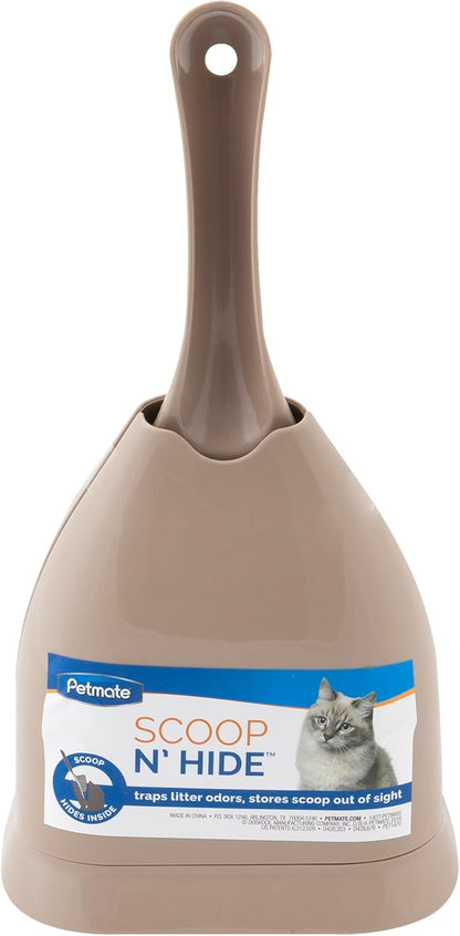 Scoop N' Hide Cat Litter Scoop with Discreet Holder, Brushed Nickel