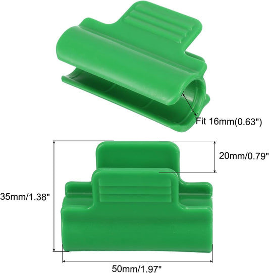 Greenhouse Clamps, 50 Pack Garden Film Row Cover Clips for 16mm Pipe Gardening Hoop Plant Cover Support Netting Tunnel Shade Cloth, Green