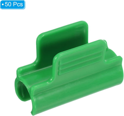 Greenhouse Clamps, 50 Pack Garden Film Row Cover Clips for 16mm Pipe Gardening Hoop Plant Cover Support Netting Tunnel Shade Cloth, Green