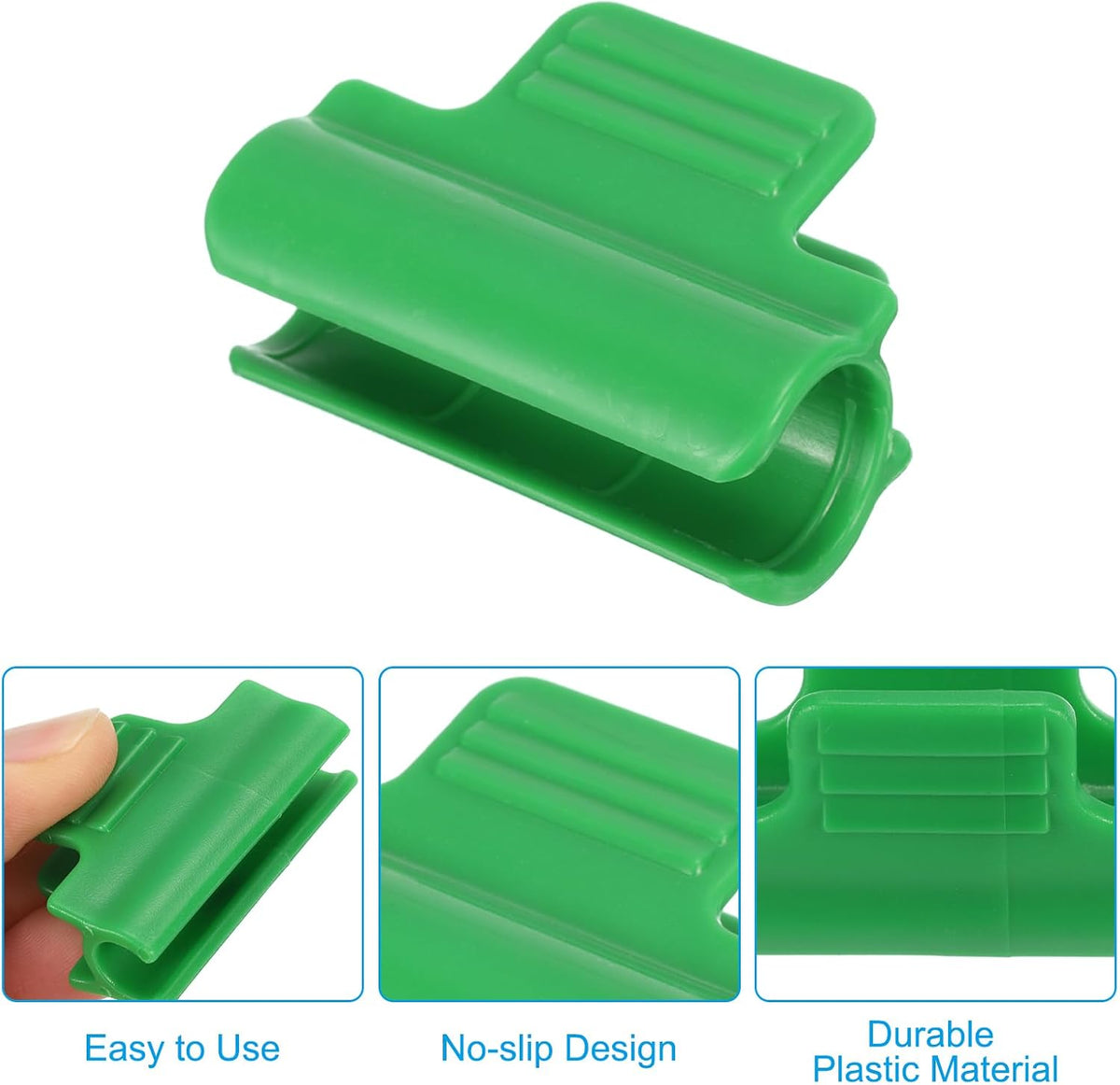 Greenhouse Clamps, 50 Pack Garden Film Row Cover Clips for 16mm Pipe Gardening Hoop Plant Cover Support Netting Tunnel Shade Cloth, Green