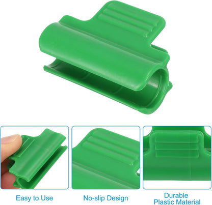 Greenhouse Clamps, 50 Pack Garden Film Row Cover Clips for 16mm Pipe Gardening Hoop Plant Cover Support Netting Tunnel Shade Cloth, Green