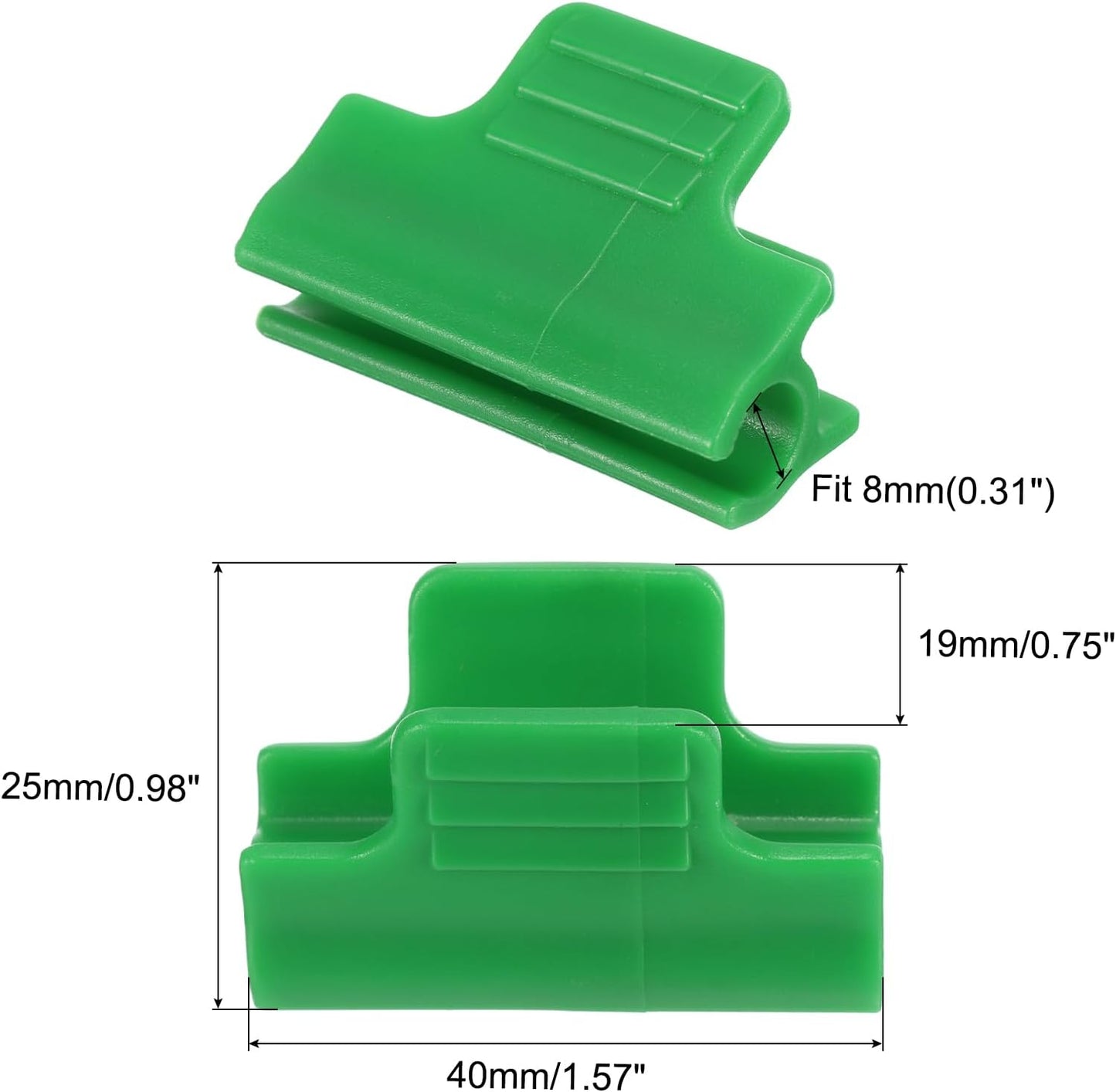 Greenhouse Clamps, 50 Pack Garden Film Row Cover Clips for 16mm Pipe Gardening Hoop Plant Cover Support Netting Tunnel Shade Cloth, Green