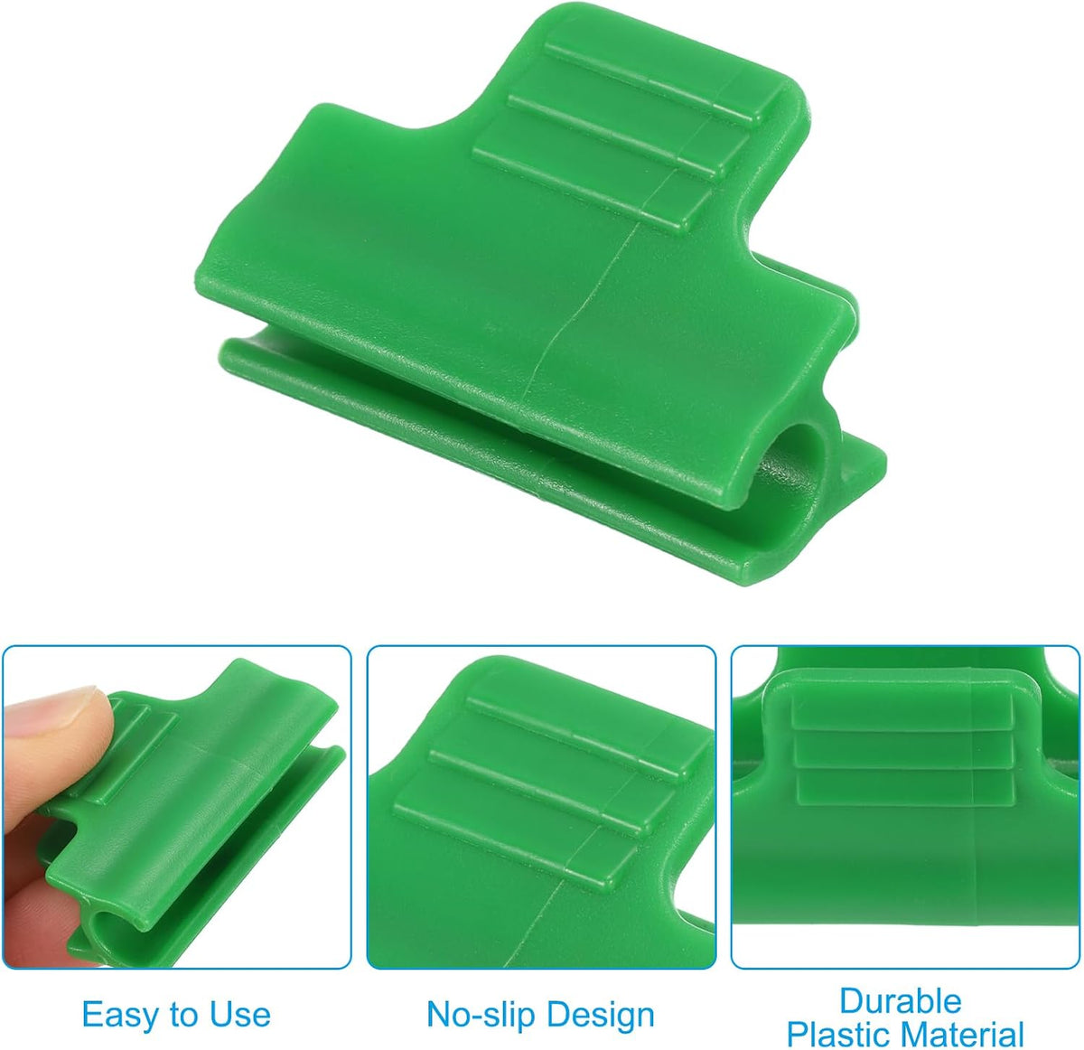 Greenhouse Clamps, 50 Pack Garden Film Row Cover Clips for 16mm Pipe Gardening Hoop Plant Cover Support Netting Tunnel Shade Cloth, Green