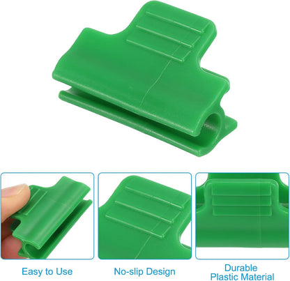Greenhouse Clamps, 50 Pack Garden Film Row Cover Clips for 16mm Pipe Gardening Hoop Plant Cover Support Netting Tunnel Shade Cloth, Green