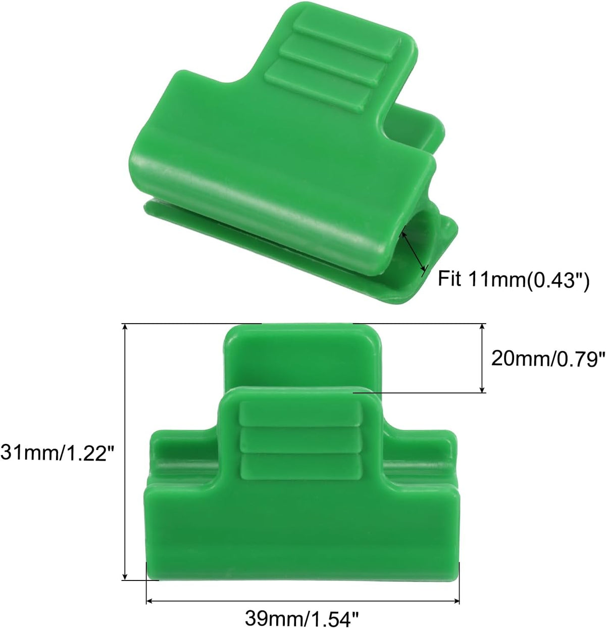 Greenhouse Clamps, 50 Pack Garden Film Row Cover Clips for 16mm Pipe Gardening Hoop Plant Cover Support Netting Tunnel Shade Cloth, Green
