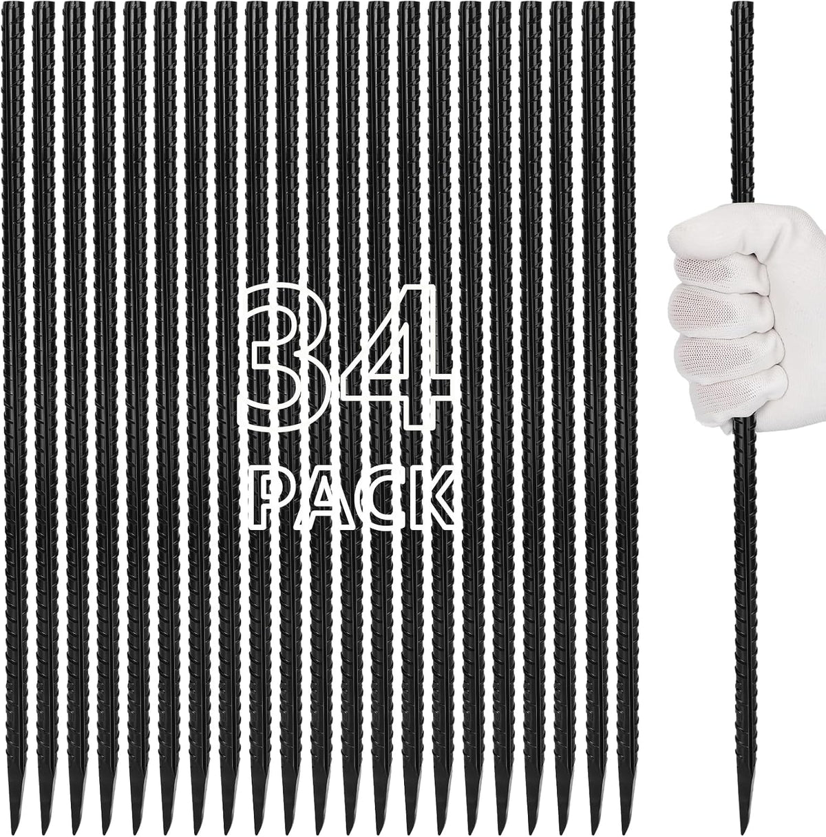 12 Inch Rebar Stakes J Hook Ground Stakes 16-Pack Heavy Duty Galvanized Chain Link Fence Stakes Metal Tent Stakes for Outdoor Lawn Decorations Inflatables Canopy Swing Set
