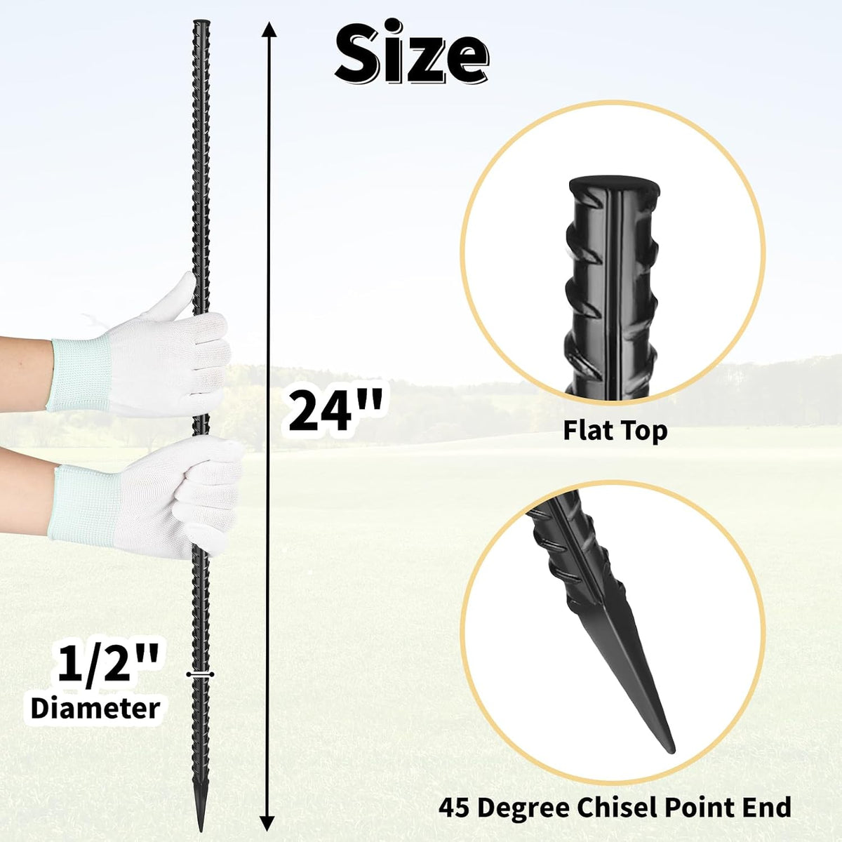 12 Inch Rebar Stakes J Hook Ground Stakes 16-Pack Heavy Duty Galvanized Chain Link Fence Stakes Metal Tent Stakes for Outdoor Lawn Decorations Inflatables Canopy Swing Set