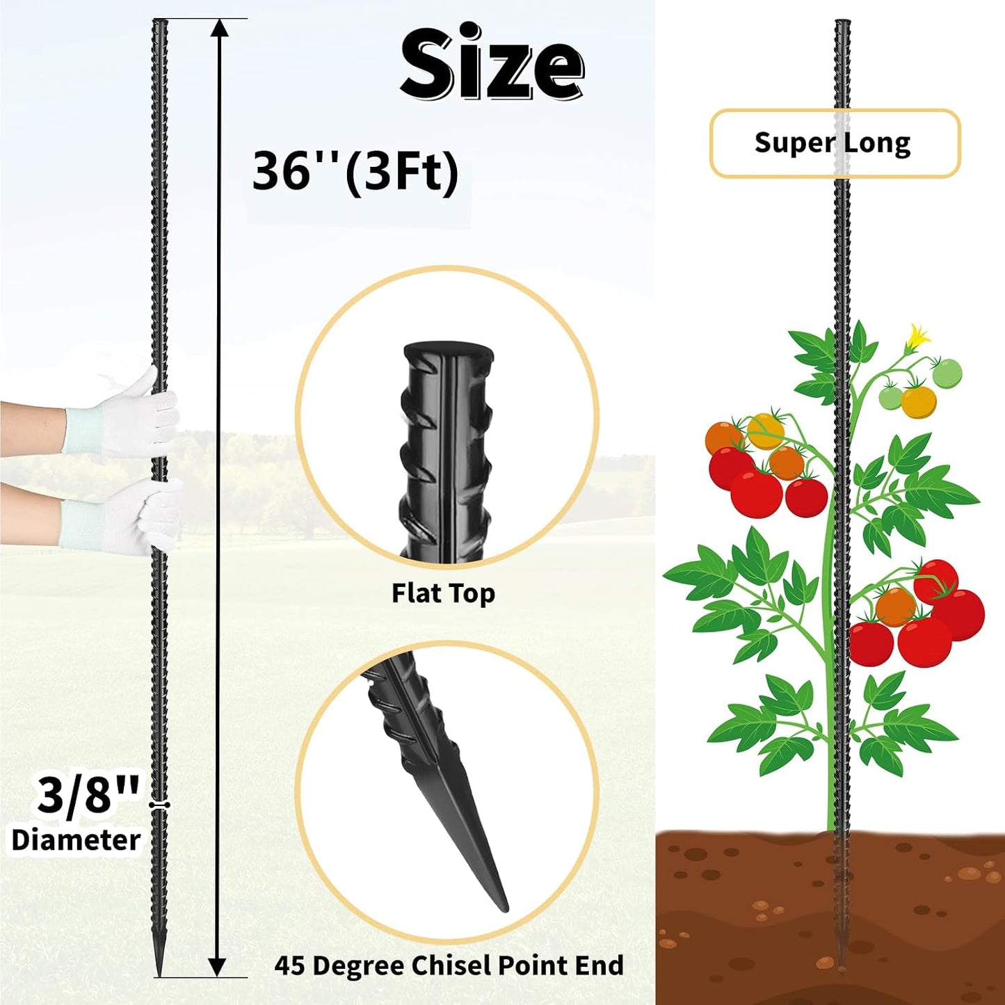 12 Inch Rebar Stakes J Hook Ground Stakes 16-Pack Heavy Duty Galvanized Chain Link Fence Stakes Metal Tent Stakes for Outdoor Lawn Decorations Inflatables Canopy Swing Set