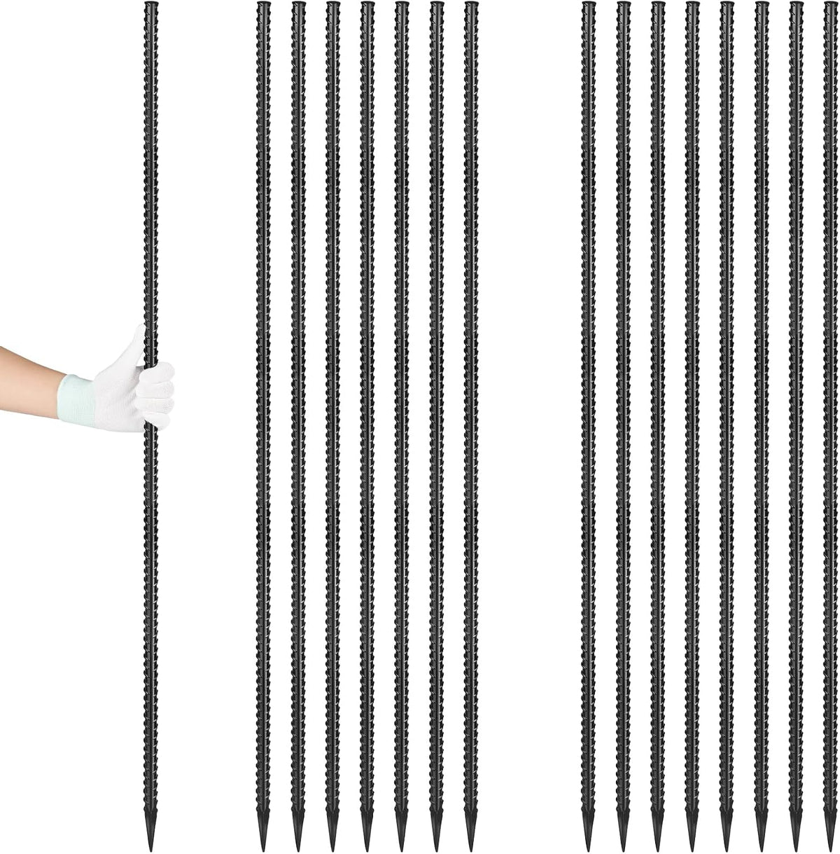 12 Inch Rebar Stakes J Hook Ground Stakes 16-Pack Heavy Duty Galvanized Chain Link Fence Stakes Metal Tent Stakes for Outdoor Lawn Decorations Inflatables Canopy Swing Set