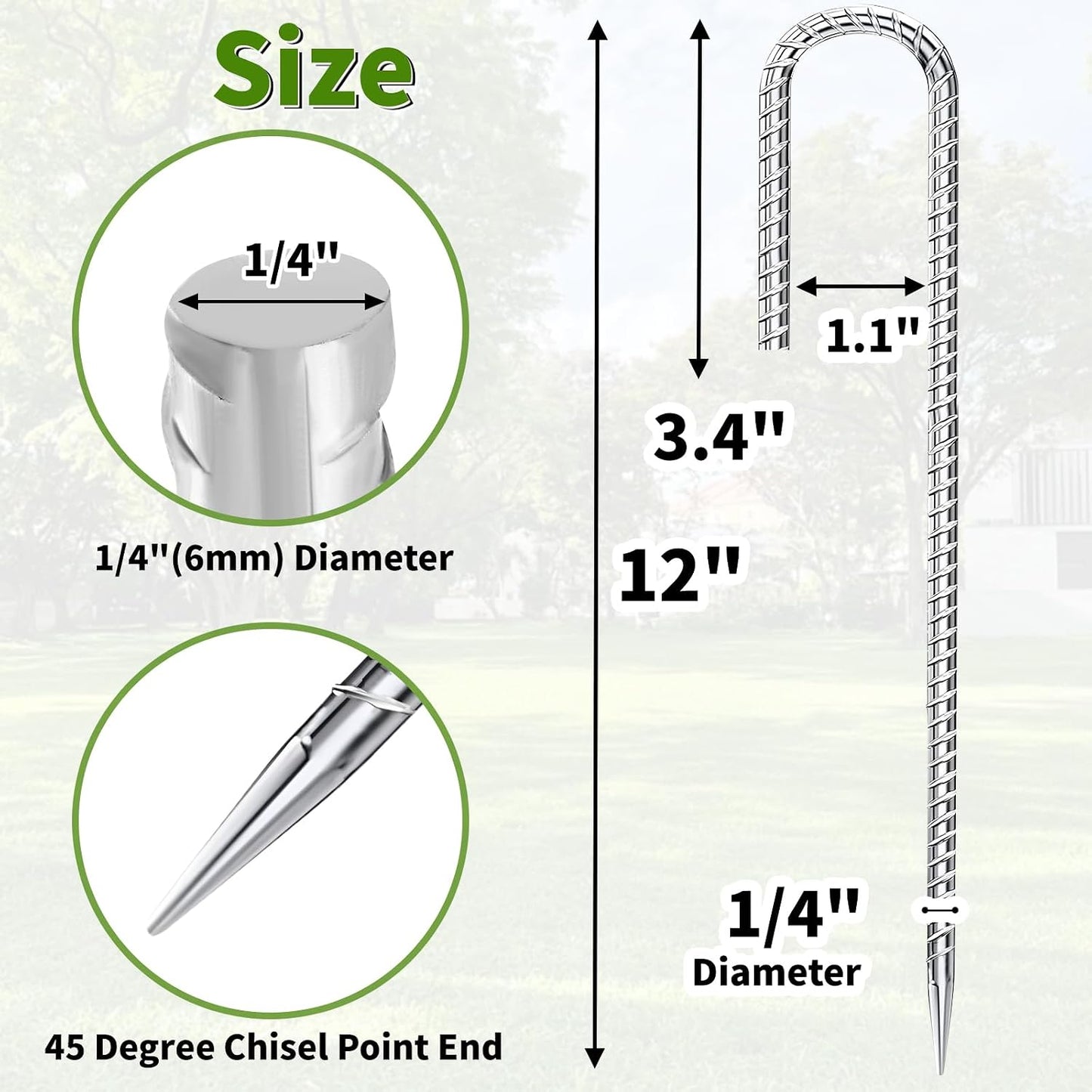 12 Inch Rebar Stakes J Hook Ground Stakes 16-Pack Heavy Duty Galvanized Chain Link Fence Stakes Metal Tent Stakes for Outdoor Lawn Decorations Inflatables Canopy Swing Set