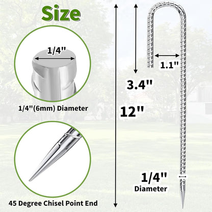 12 Inch Rebar Stakes J Hook Ground Stakes 16-Pack Heavy Duty Galvanized Chain Link Fence Stakes Metal Tent Stakes for Outdoor Lawn Decorations Inflatables Canopy Swing Set