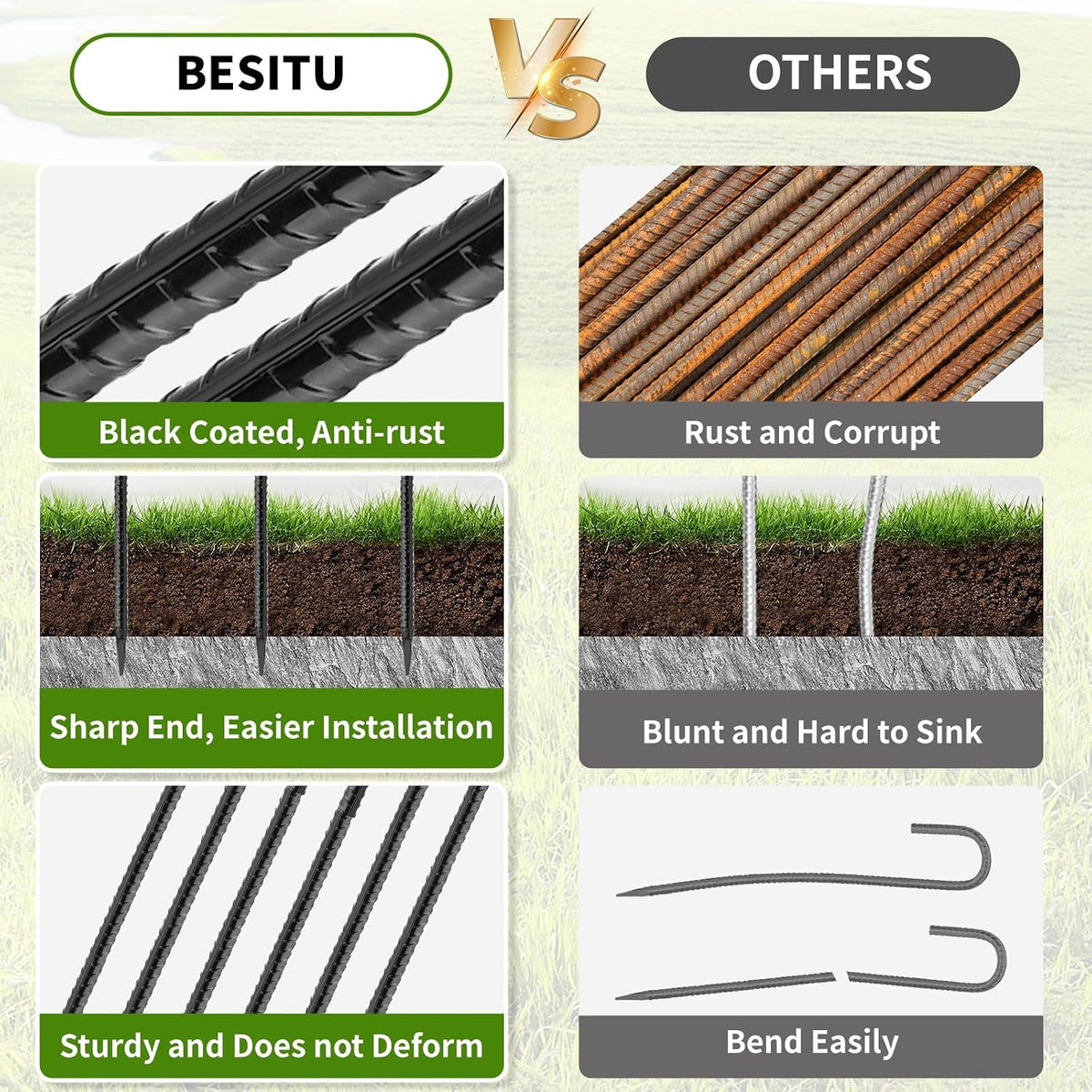 12 Inch Rebar Stakes J Hook Ground Stakes 16-Pack Heavy Duty Galvanized Chain Link Fence Stakes Metal Tent Stakes for Outdoor Lawn Decorations Inflatables Canopy Swing Set
