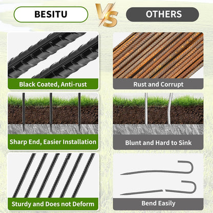 12 Inch Rebar Stakes J Hook Ground Stakes 16-Pack Heavy Duty Galvanized Chain Link Fence Stakes Metal Tent Stakes for Outdoor Lawn Decorations Inflatables Canopy Swing Set