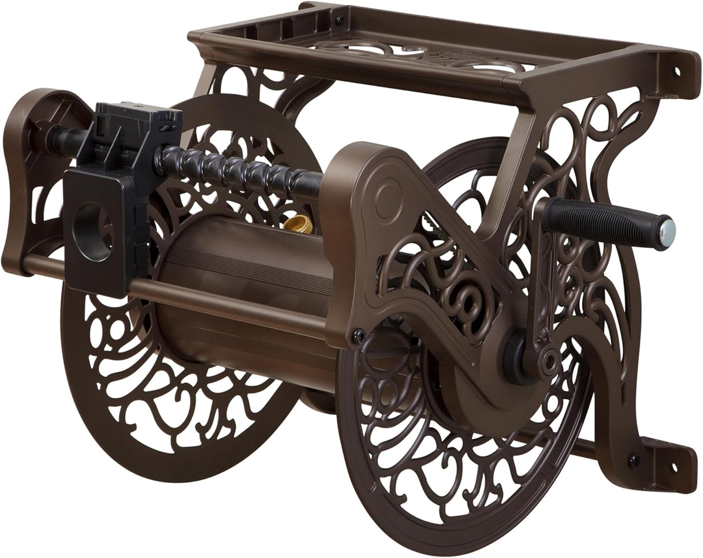 Liberty Garden 708 Steel Decorative Wall Mount Garden Hose Reel, Holds 125-Feet of 5/8-Inch Hose - Bronze