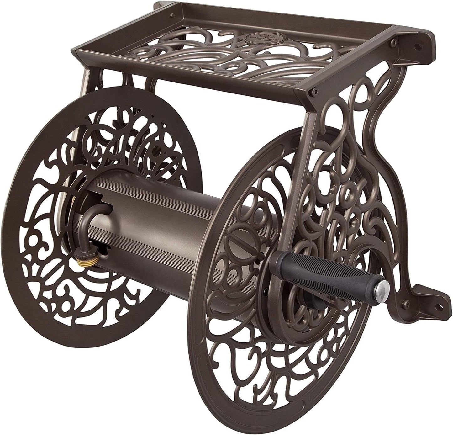 Liberty Garden 708 Steel Decorative Wall Mount Garden Hose Reel, Holds 125-Feet of 5/8-Inch Hose - Bronze