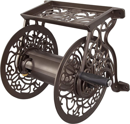 Liberty Garden 708 Steel Decorative Wall Mount Garden Hose Reel, Holds 125-Feet of 5/8-Inch Hose - Bronze