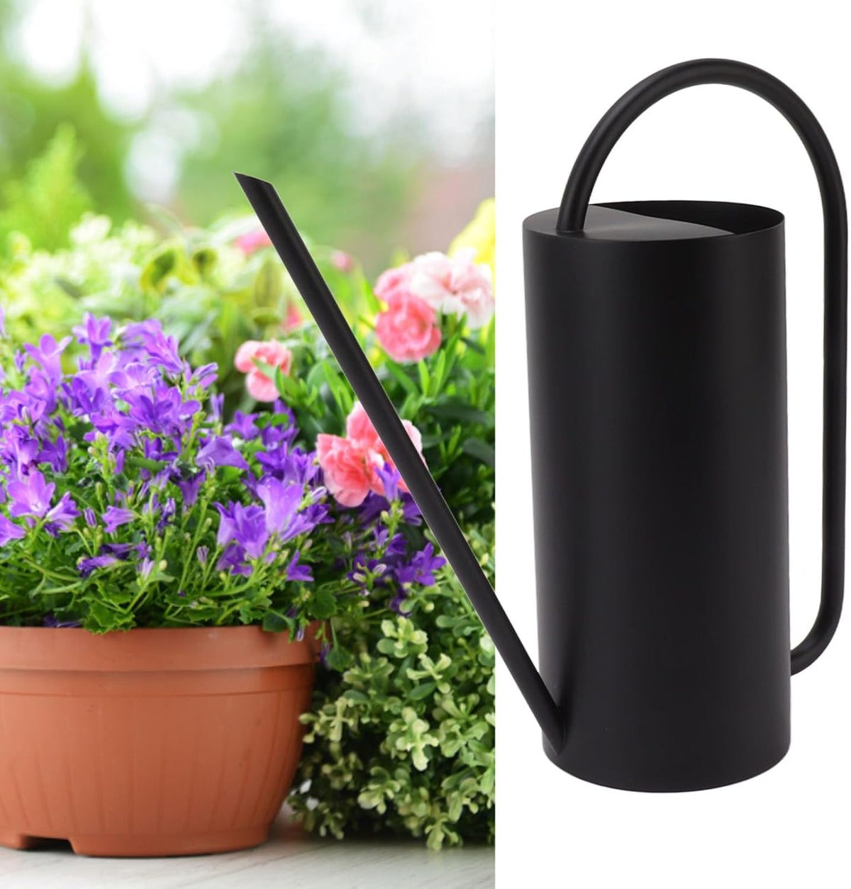 1500ml Indoor Watering Can, Large Capacity Long Spout Stainless Steel Plant Watering Can, Watering Kettle for Outdoors Horticultural Enthusiast (Black)
