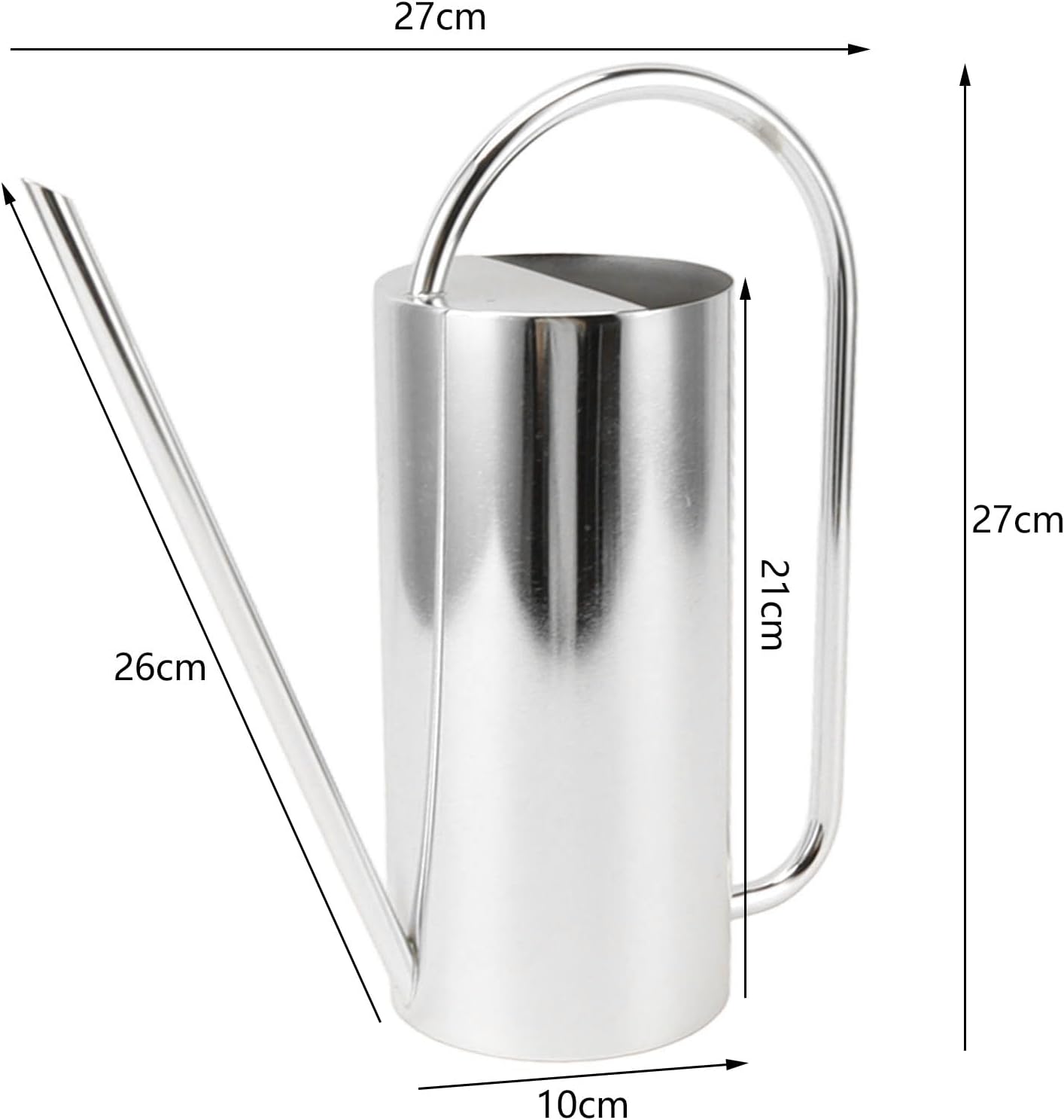 1500ml Indoor Watering Can, Large Capacity Long Spout Stainless Steel Plant Watering Can, Watering Kettle for Outdoors Horticultural Enthusiast (Black)