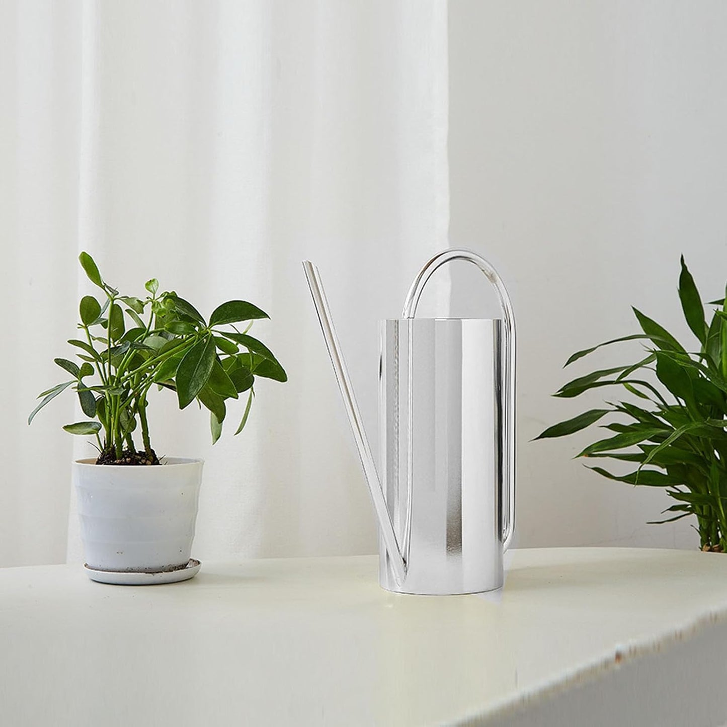 1500ml Indoor Watering Can, Large Capacity Long Spout Stainless Steel Plant Watering Can, Watering Kettle for Outdoors Horticultural Enthusiast (Black)