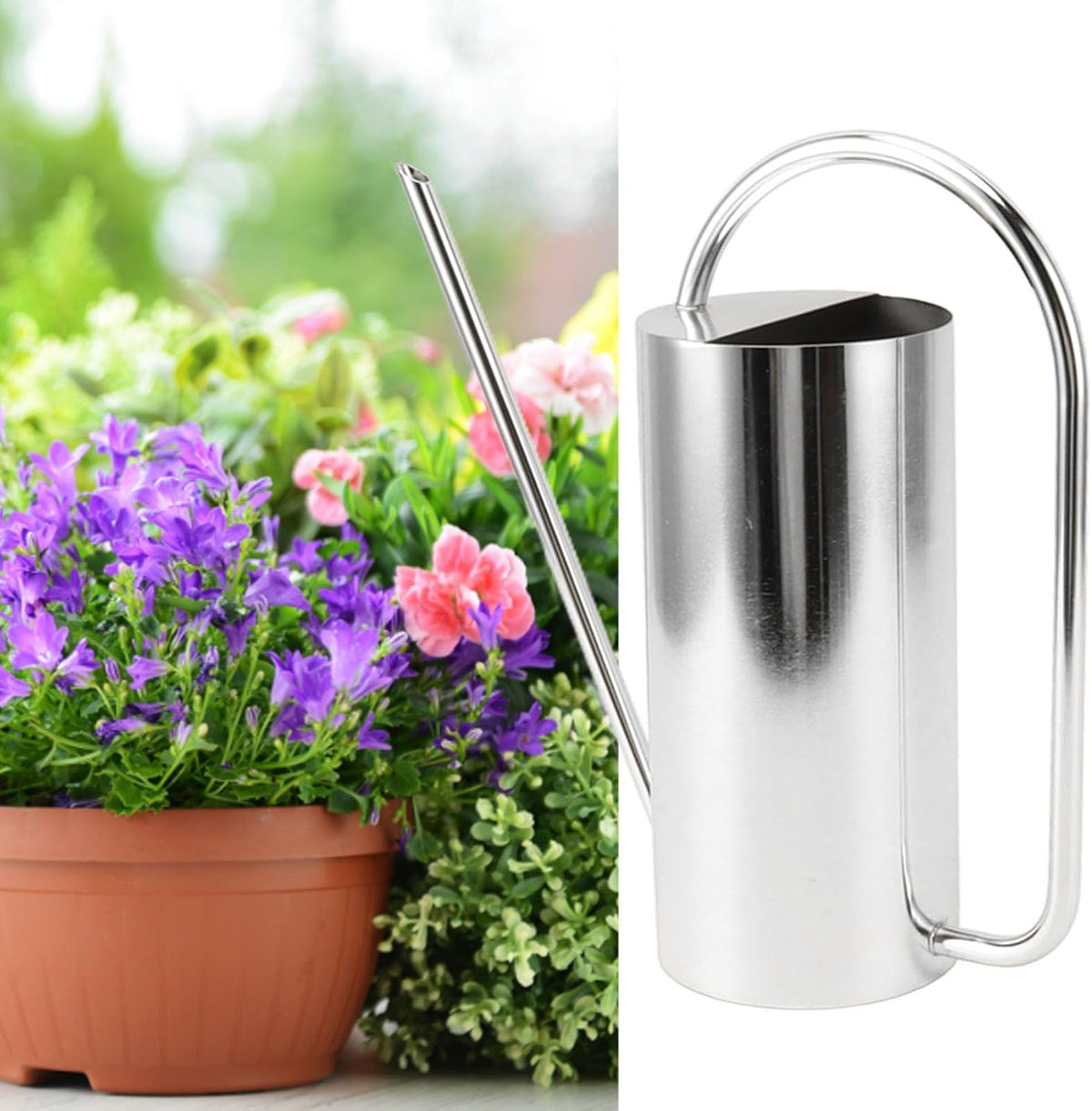 1500ml Indoor Watering Can, Large Capacity Long Spout Stainless Steel Plant Watering Can, Watering Kettle for Outdoors Horticultural Enthusiast (Black)