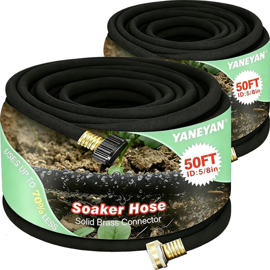 5/8" 50 FT*2 Pack Soaker Hose for Water Drip Irrigation for Lawn