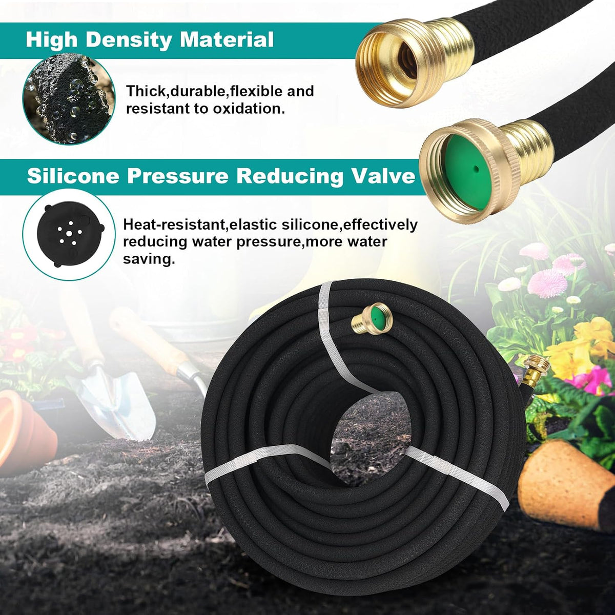5/8" 50 FT*2 Pack Soaker Hose for Water Drip Irrigation for Lawn