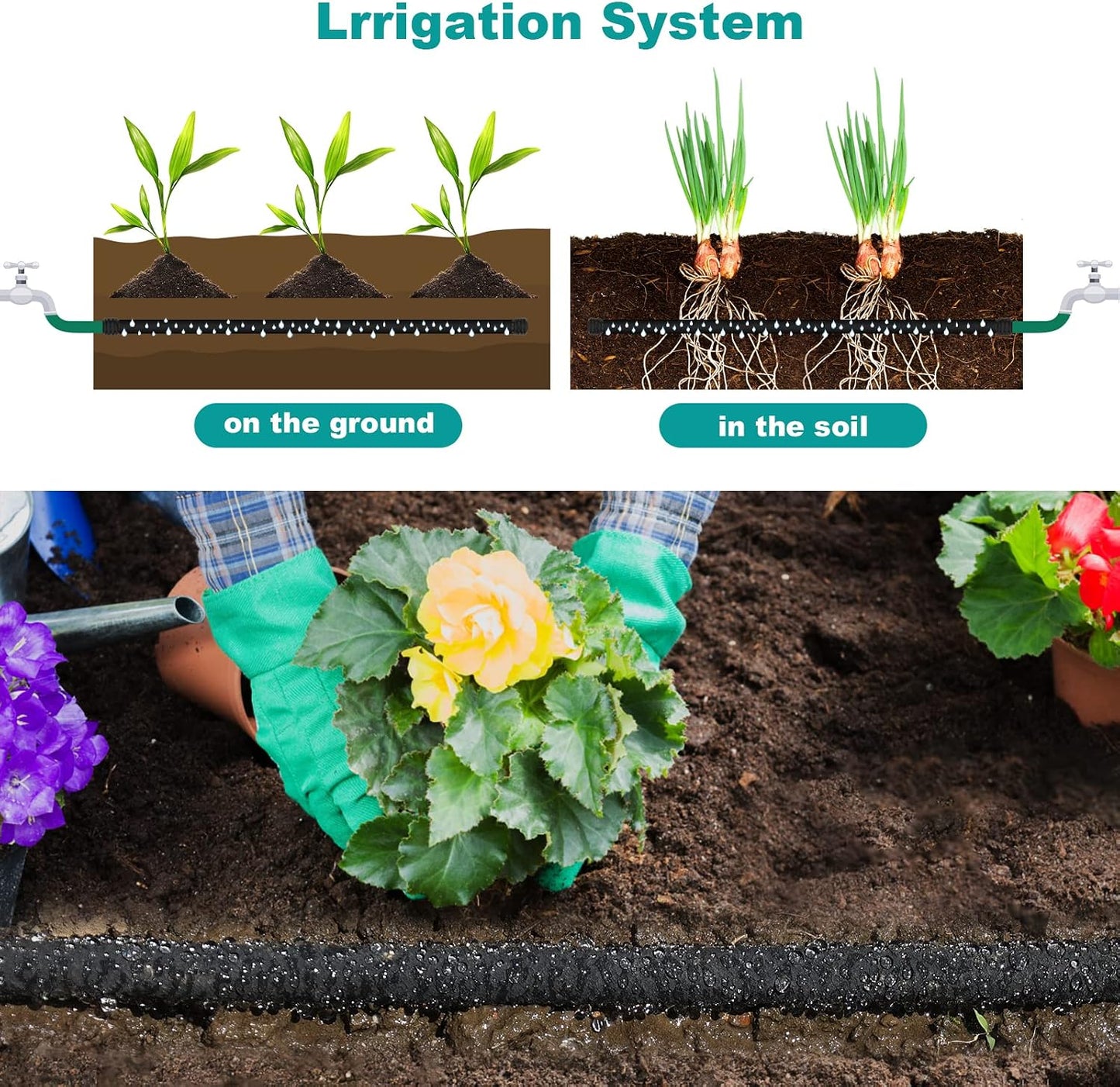 5/8" 50 FT*2 Pack Soaker Hose for Water Drip Irrigation for Lawn