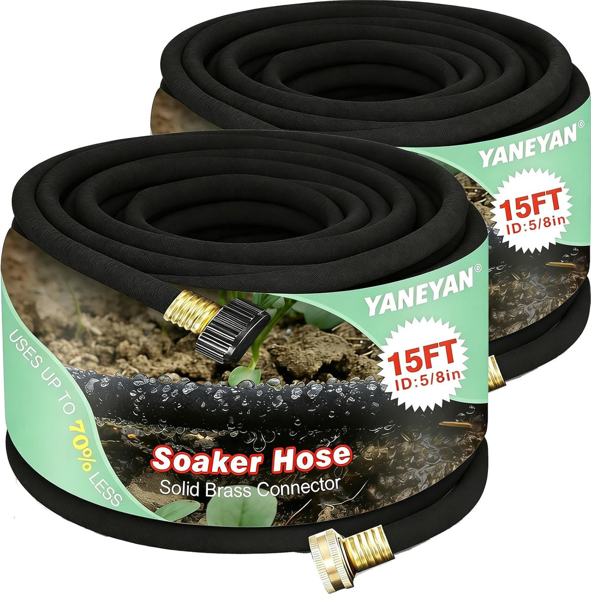 5/8" 50 FT*2 Pack Soaker Hose for Water Drip Irrigation for Lawn