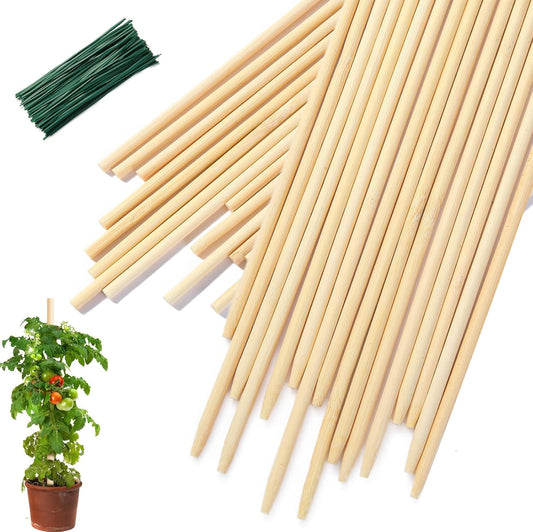 46 PCS Bamboo Plant Stakes 18 Inch, 5mm Thick Wood Plant Support Stakes