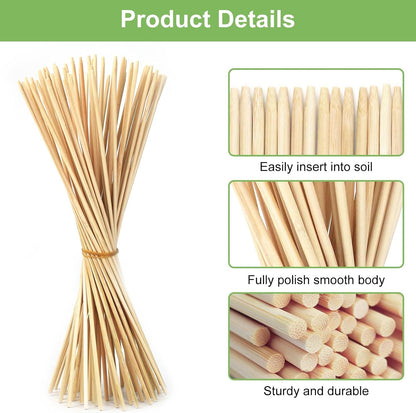 46 PCS Bamboo Plant Stakes 18 Inch, 5mm Thick Wood Plant Support Stakes